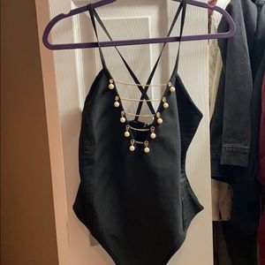 Black bandage body suit